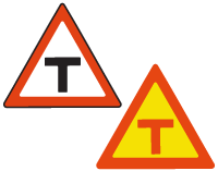 T junction warning sign